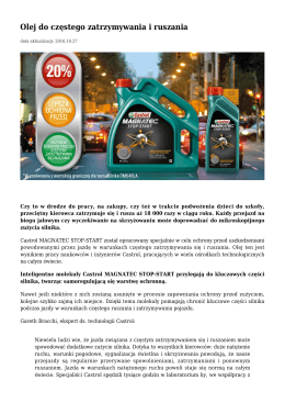 Olej do częstego zatrzymywania i ruszania