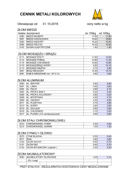 Pobierz aktualny cennik Plik w formacie PDF - Almex