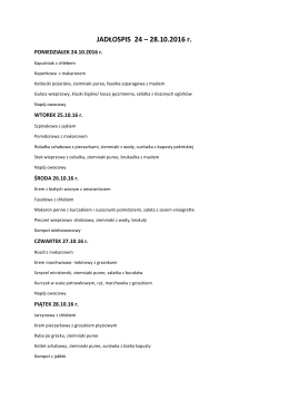 JADŁOSPIS 24 – 28.10.2016 r.