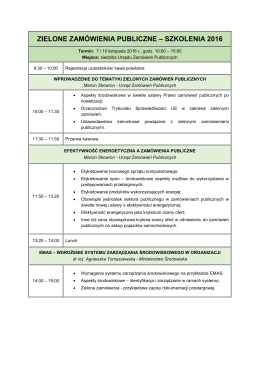 Program szkoleń - Urząd Zamówień Publicznych