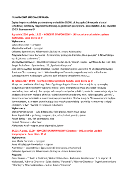 FILHARMONIA ŁÓDZKA ZAPRASZA