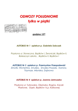 Odwozy o godz. 12:50 tylko w piątki