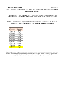 systemy diagnostyczne w medycynie I stopnia