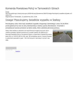 Komenda Powiatowa Policji w Tarnowskich Górach Uwaga