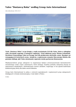 Valeo "Dostawcą Roku" według Group Auto International