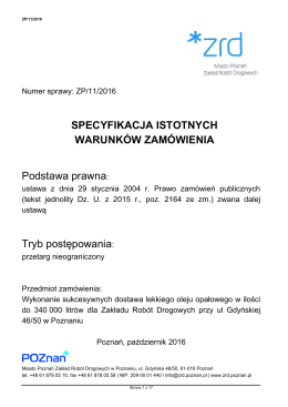 SPECYFIKACJA ISTOTNYCH WARUNK&Oacute;W