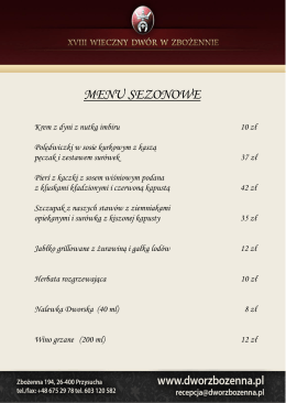 MENU SEZONOWE
