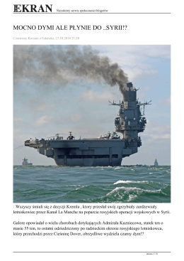 MOCNO DYMI ALE PŁYNIE DO ..SYRII!?