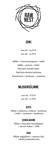 Menu - Raw Nest