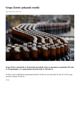 Grupa Żywiec pokazała wyniki