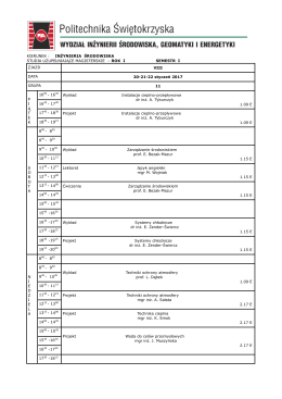 KIERUNEK : INŻYNIERIA ŚRODOWISKA STUDIA