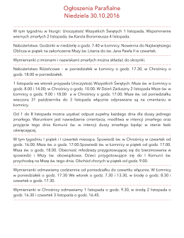 Ogłoszenia Parafialne Niedziela 23.10.2016