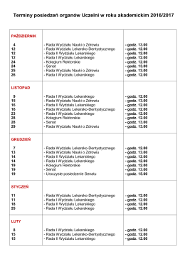 Terminy posiedzeń organ&oacute;w Uczelni