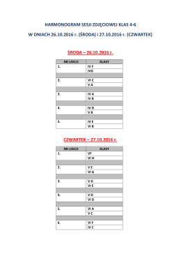 HARMONOGRAM SESJI ZDJĘCIOWEJ KLAS 4
