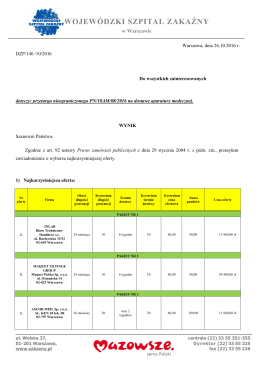 Wynik - Wojewódzki Szpital Zakaźny w Warszawie