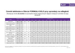 Cennik telefonów w Ofercie FORMUŁA SOLO przy sprzedaży