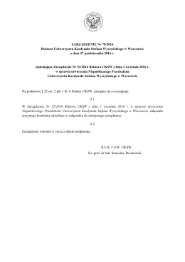 ZARZĄDZENIE Nr 70/2016 Rektora Uniwersytetu