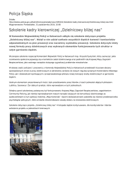 Policja Śląska Szkolenie kadry kierowniczej „Dzielnicowy bliżej nas”