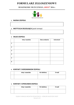 formularz zgłoszeniowy - Śląska Fundacji Inicjatyw Społecznych