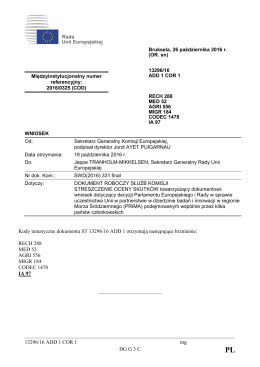 13296/16 ADD 1 COR 1 mg DG G 3 C Kody tematyczne dokumentu