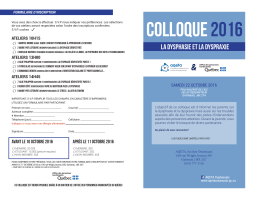 colloque 2016 - Association qu&eacute;b&eacute;coise de la dysphasie