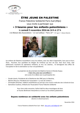 3 heures pour les enfant - Association France Palestine Solidarité