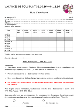 vacances de toussaint 31.10.16 – 04.11.16
