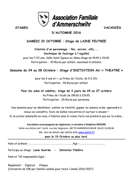 STAGES VACANCES D`AUTOMNE 2016 SAMEDI 22