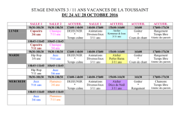 Stage Enfants Toussaint 2016