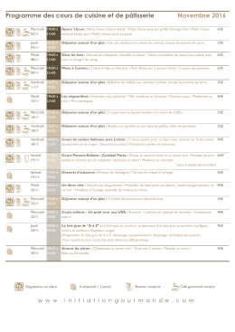 Planning de Novembre 2016