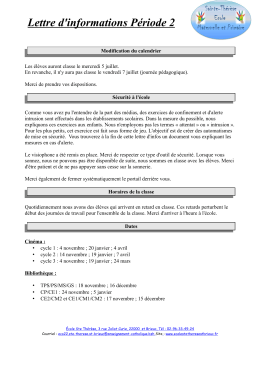Lettre d`informations P&eacute;riode 2