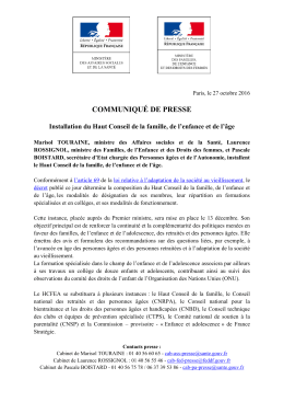 COMMUNIQUÉ DE PRESSE - Ministère des Affaires sociales et de