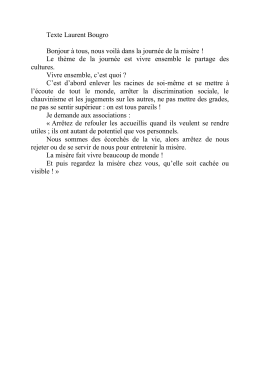 Texte Laurent Bougro Bonjour à tous, nous voilà