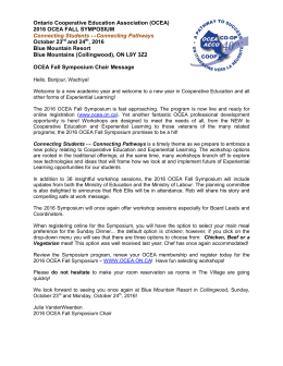 2016 OCEA FALL SYMPOSIUM Connecting Students &harr;Connecting