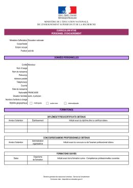 curriculum vitae personnel d`encadrement