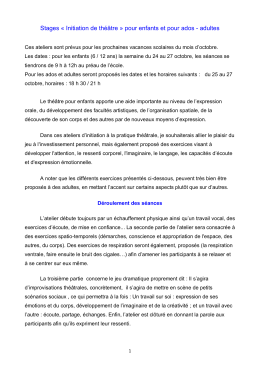 Stages &laquo; Initiation de th&eacute;&acirc;tre &raquo; pour enfants et pour ados