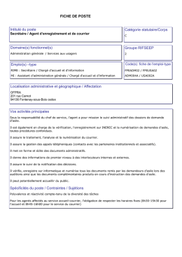 Intitul&eacute; du poste