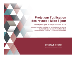 Session 5: Projet sur l`utilisation des revues : Mise à jour