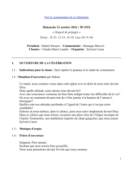 Voir le déroulement de cette célébration