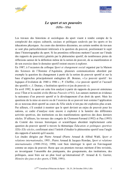 Le sport et ses pouvoirs - Le 17e Carrefour d`Histoire du Sport