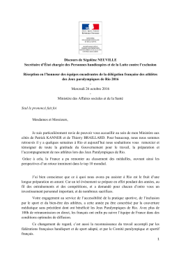 1 Discours de Ségolène NEUVILLE Secrétaire d`État chargée des