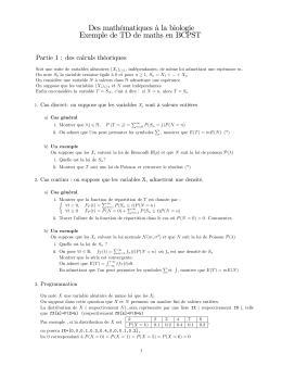 Des mathématiques à la biologie Exemple de TD de maths