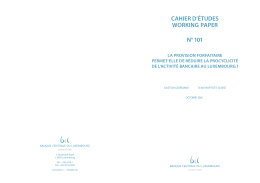 cahier d`études working paper n° 101