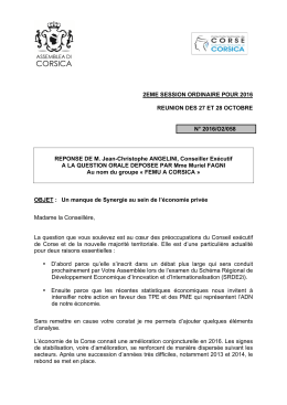 Réponse de l`Exécutif - Collectivité Territoriale de Corse