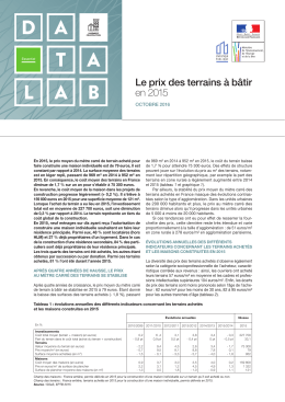 Le prix des terrains &agrave; b&acirc;tir en 2015