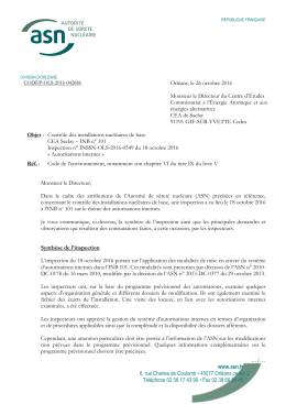 27/10/2016 Lettre de suite d`inspection Autorisations internes