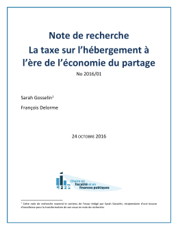 Note de recherche La taxe sur l`hébergement à l`ère de l`économie