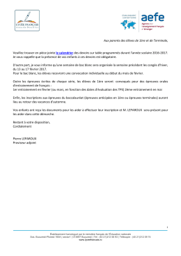 Calendrier des devoirs sur table 2016-2017