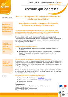 communiqu&eacute; de presse - Direction interd&eacute;partementale des routes