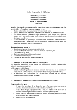 Notice : information de l`utilisateur Hytrin 1 mg comprim&eacute;s Hytrin 2
